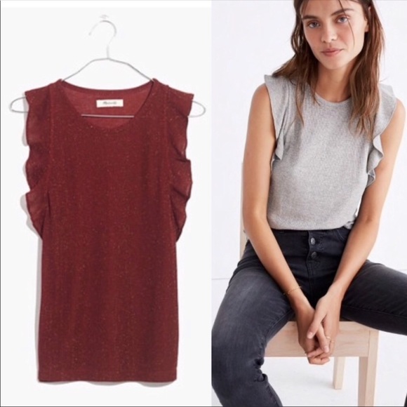 Madewell Tops - Madewell Sz Md Metallic Ruffle Tank
